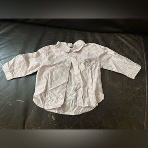 Stylish Kids Button Down Shirt - Soft Pink Checkered